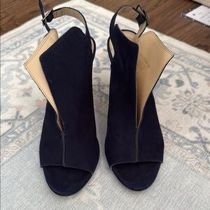 Vince Camuto Navy Suede Women's Peep-Toe Shoes
